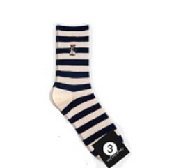  GGRN C TYPE(M-L-118) Носки мужские длинные , бежево-синие в полоску с принтом (медведь), размер 39-44, C TYPE(M-L-118-03)ADULTS