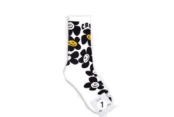  GGRN B TYPE(W-L-326) Носки женские длинные, белые с принтом цветок, размер 35-39, B TYPE(W-L-326-01)ADULTS