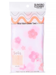  SB CLEAN&BEAUTY Мочалка (28х95) White Pattern Shower Towel 1шт