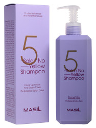  MAS 5SAL Шампунь тонирующий для осветленных волос MASIL 5 SALON NO YELLOW SHAMPOO 500ml