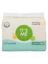  It's Me organic cotton Прокладки женские гигиенические с крылышками, 5 капель It's Me Slim organic cotton pads large 10p