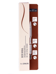  THE SAEM САЕМ Карандаш для бровей 3в1 Eco Soul Designing Eyebrow 01 Brown (0.2 г + 0.12 г)