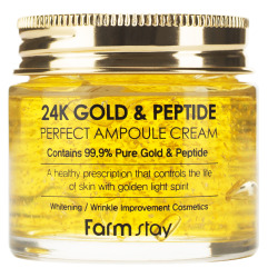  ФМС 24K Gold Крем с золотом и пептидами FarmStay 24K Gold & Peptide Perfect Ampoule Cream, 80ml