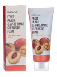  LBLG FOAM Пенка для умывания с экстрактами персика и манго LEBELAGE FRUIT PEACH&APPLE MANGO CLEANSING FOAM