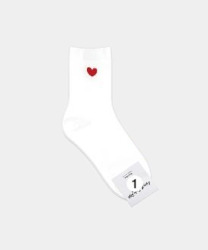  GGRN B TYPE(W-L-194) Носки женские длинные, белые с принтом сердце, размер 35-39, B TYPE(W-L-194-01)ADULTS