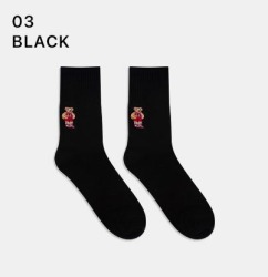  GGRN C TYPE(M-L-123) Носки мужские длинные, черные с принтом медведь, размер 39-44, C TYPE(M-L-123-03)ADULTS