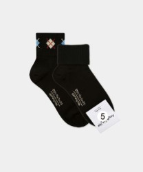  GGRN B TYPE(W-L-146) Носки женские длинные, черные с принтом ромб, размер 35-39, B TYPE(W-L-146-05)ADULTS