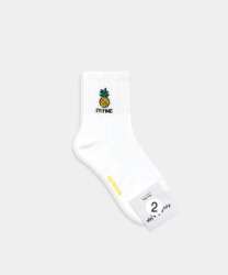  GGRN B TYPE(W-L-040) Носки женские длинные, белые с принтом ананас, размер 35-39, B TYPE(W-L-040-02)ADULTS