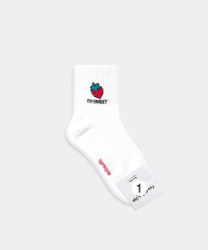  GGRN B TYPE(W-L-040) Носки женские длинные, белые с принтом клубника, размер 35-39, B TYPE(W-L-040-01)ADULTS