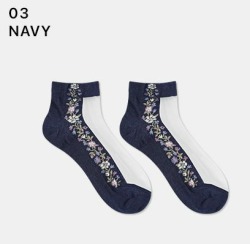  GGRN A TYPE(W-S-055) Носки женские короткие, синие с принтом цветы, размер 35-39, A TYPE(W-S-055-03)ADULTS