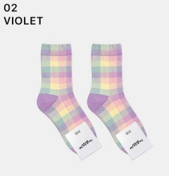  GGRN B TYPE(W-L-213) Носки женские длинные, разноцветные в клетку, размер 35-39, B TYPE(W-L-213-02)ADULTS