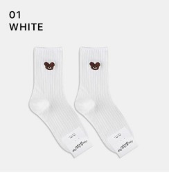  GGRN B TYPE(W-L-330) Носки женские длинные, белые с принтом мишка, размер 35-39, B TYPE(W-L-330-01)ADULTS