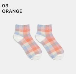  GGRN A TYPE(W-S-051) Носки женские короткие, разноцветные с принтом клетка, размер 35-39, A TYPE(W-S-051-03)ADULTS