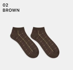  GGRN A TYPE(M-S-055) Носки мужские короткие, коричневые принт клетка, размер 39-44, A TYPE(M-S-055-02)ADULTS