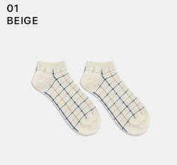  GGRN A TYPE(M-S-055) Носки мужские короткие, бежевые принт клетка, размер 39-44, A TYPE(M-S-055-01)ADULTS
