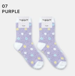  GGRN L TYPE(WT-T-015) Носки женские теплые, сиреневые с принтом горошек, размер 35-39, L TYPE(WT-T-015-07)ADULTS