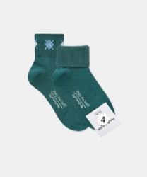  GGRN B TYPE(W-L-146) Носки женские длинные, зеленые с принтом ромб, размер 35-39, B TYPE(W-L-146-04)ADULTS