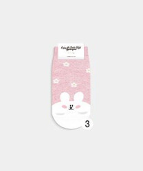  GGRN A TYPE(W-C-019) Носки женские короткие, розовые с принтом заяц, размер 35-39, A TYPE(W-C-019-03)ADULTS
