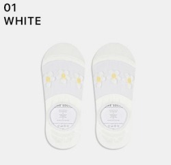  GGRN B TYPE(W-F-110) Носки женские короткие, белые с принтом цветок, размер 35-39, B TYPE(W-F-110-01)ADULTS