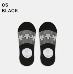  GGRN B TYPE(W-F-110) Носки женские короткие, черные с принтом цветок, размер 35-39, B TYPE(W-F-110-05)ADULTS