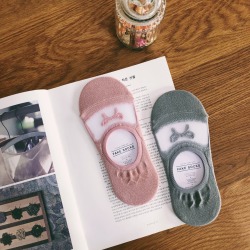  GGRN B TYPE(W-F-055) Носки женские короткие, розовые с принтом бант, размер 35-39, B TYPE(W-F-055-02)ADULTS